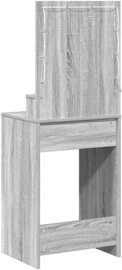 Floor-Standing Bedroom Makeup Dressing Table Wooden Grey Sonoma with Mirror 50x41x135cm