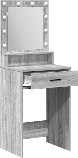 Floor-Standing Bedroom Makeup Dressing Table Wooden Grey Sonoma with Mirror 50x41x135cm