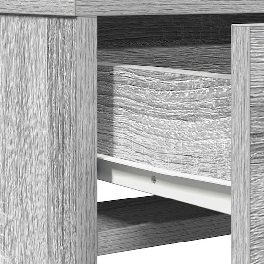 Floor-Standing Bedroom Makeup Dressing Table Wooden Grey Sonoma with Mirror 50x41x135cm