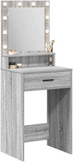 Floor-Standing Bedroom Makeup Dressing Table Wooden Grey Sonoma with Mirror 50x41x135cm