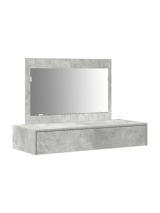 Wandmontage Schminktisch Schlafzimmer Holz Grau Beton mit Spiegel 100x40x70cm