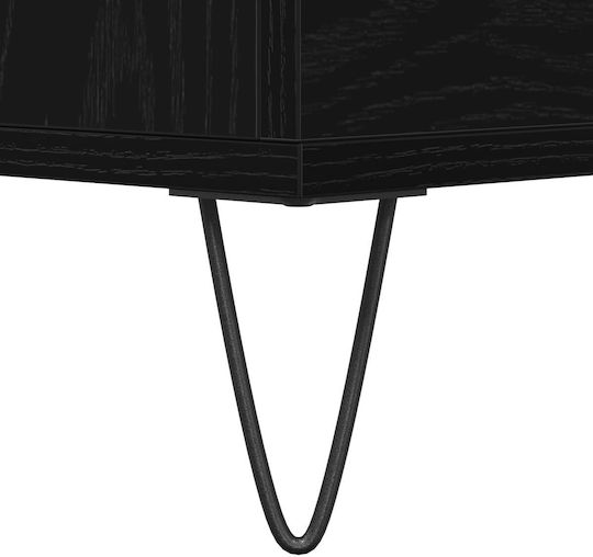 Wooden Chest of Drawers Black Velvet-Black Metal 60x35x70cm