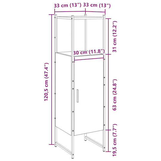 vidaXL Bathroom Cabinet L33xW33xH120.5cm Oak