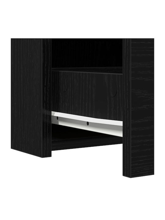 Wall-Mounted Makeup Dressing Table Wooden Black Oak with Mirror 60x40x70cm