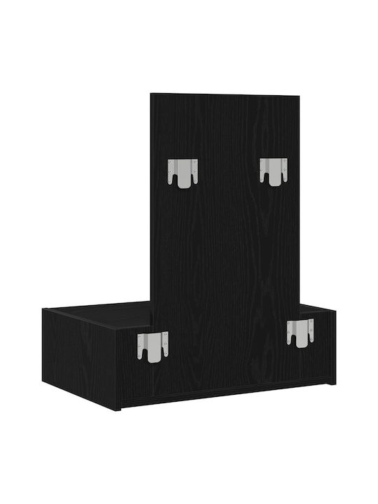 Wall-Mounted Makeup Dressing Table Wooden Black Oak with Mirror 60x40x70cm