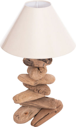 HomeMarkt Metal Table Lamp for Socket E27 with White Shade and Brown Base