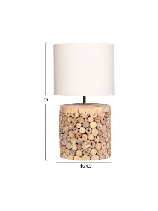 HomeMarkt Twiggy Metal Table Lamp for Socket E27 with Beige Shade and Brown Base