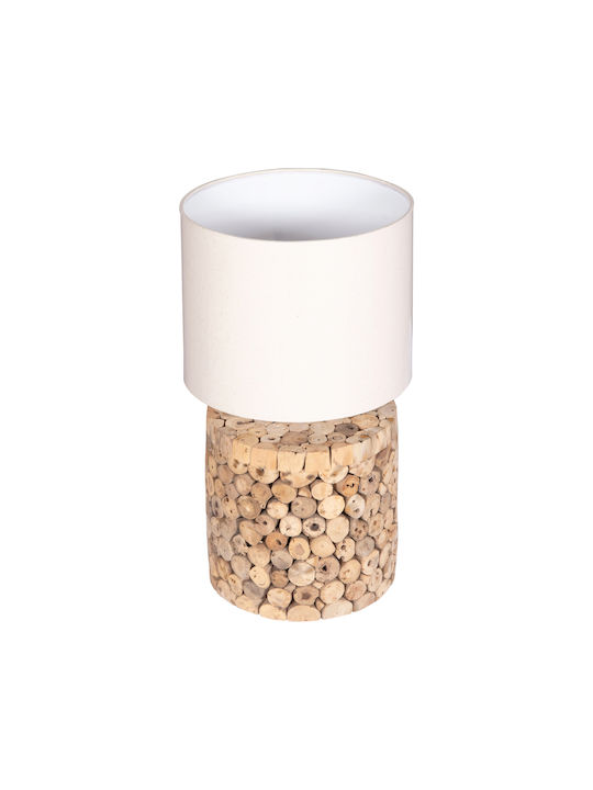 HomeMarkt Twiggy Metal Table Lamp for Socket E27 with Beige Shade and Brown Base