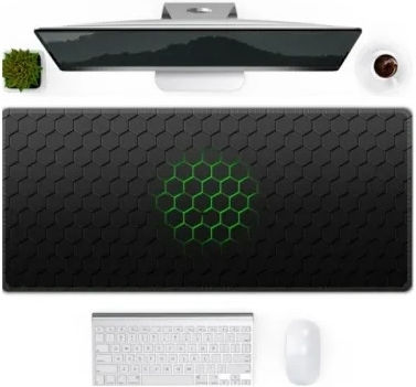 Mouse Pad Gaming Margini Cusute din Cauciuc 90x40cm Piramidă Verde