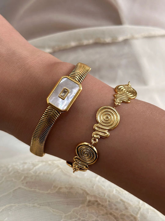 Enotia Damen Armband Kette aus Stahl Vergoldet