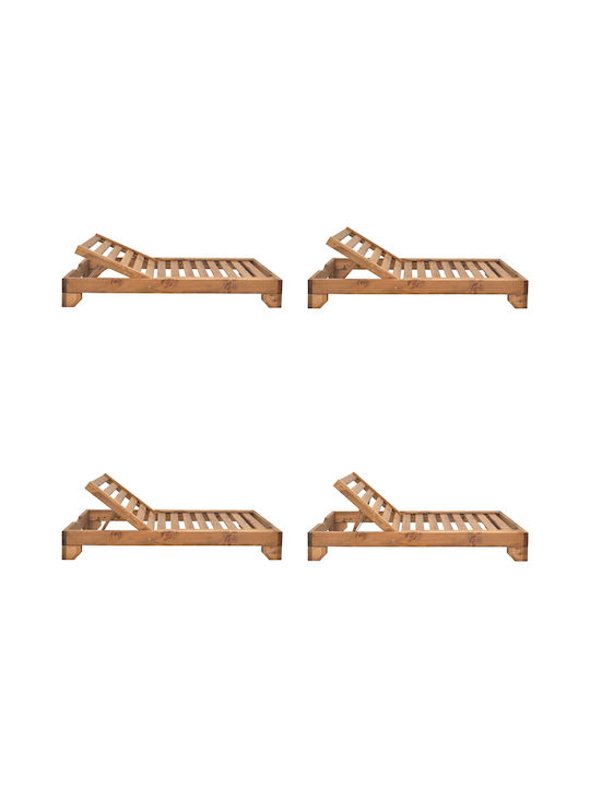 Liegestuhl-Bett Einzel Zalka Holz Beige 66x197x28cm.