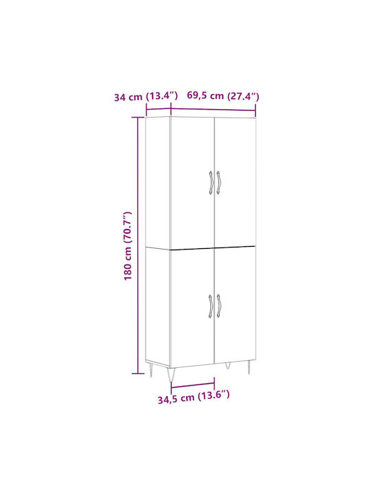 Kleiderschrank Büro Eiche 69.5x34x180cm