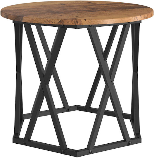 Round Side Coffee Table Made of Solid Wood Brown 2 Pieces W50xL50xH40cm
