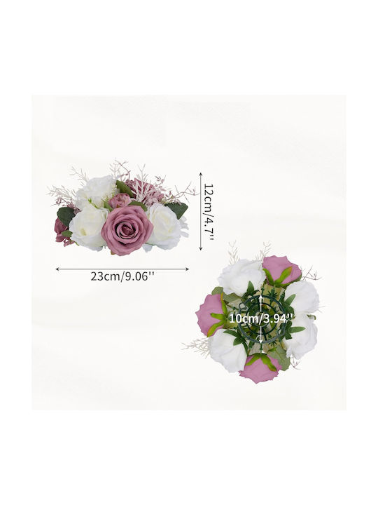 Set Compoziții Florale Trandafiri Artificiali Alb-roz 10 Bucăți