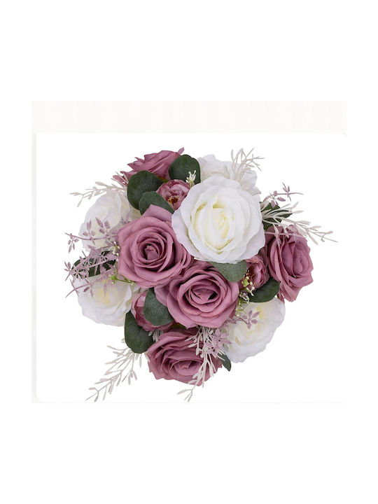 Set Compoziții Florale Trandafiri Artificiali Alb-roz 10 Bucăți
