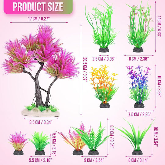 Rosa Plastik-Aquarienbaum-Set Künstliche Büsche