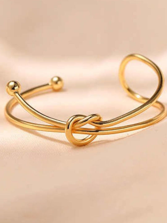 Met Women's Bracelet Handcuffs Stainless Steel Gold Plated 7cm