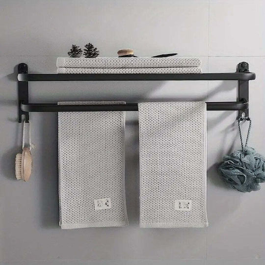 Wallex Towelrack 60 Double Wall-Mounted Bathroom Shelf Unit with Screws 60x40cm Gray Wallex Towelrack 60 Double Wall-Mounted Bathroom Shelf Unit with Screws 60x40cm Gray