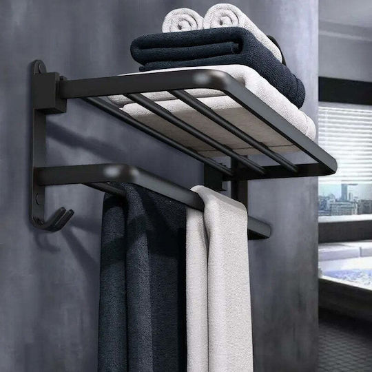 Wallex Towelrack 60 Ραφιέρα Μπάνιου Διπλή Επιτοίχια με Βίδες ​60x40cm Γκρι