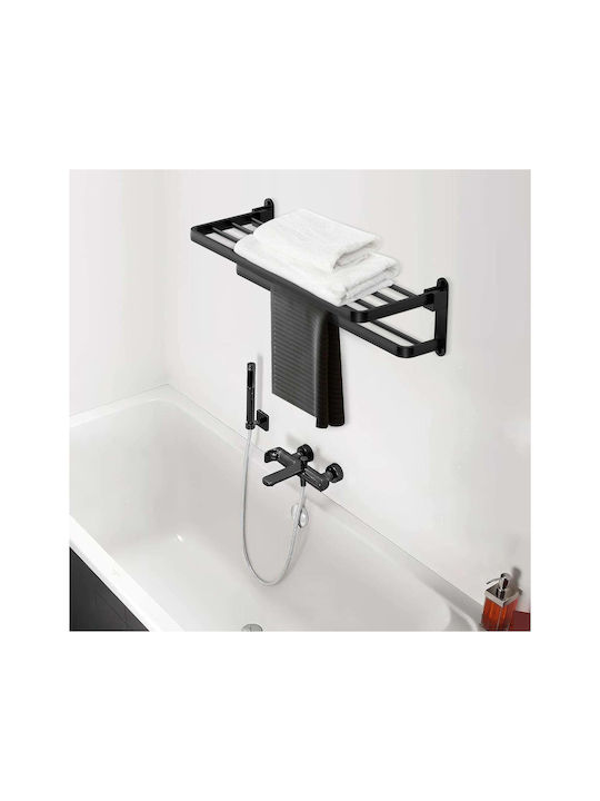 Wallex Towelrack 60 Double Wall-Mounted Bathroom Shelf Unit with Screws 60x40cm Gray