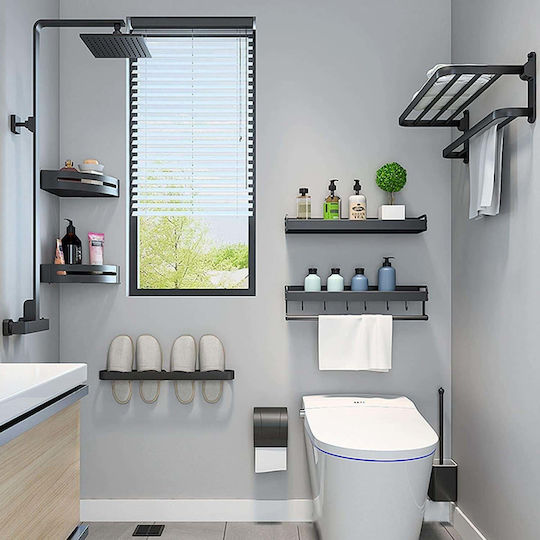 Wallex Towelrack 60 Ραφιέρα Μπάνιου Διπλή Επιτοίχια με Βίδες ​60x40cm Γκρι