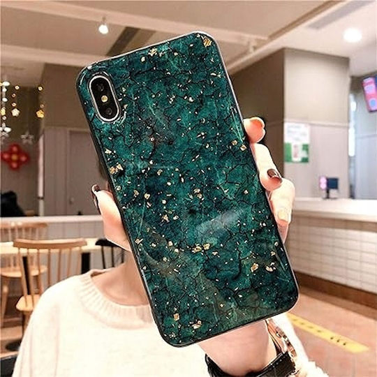 Калъф за iPhone 12 12 Pro Силиконов TPU Зелен Мрамор
