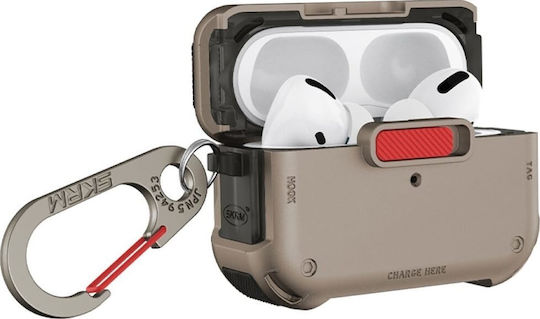 Skinarma Mecha Case Plastic with Hook in Gold color for Apple AirPods Pro 2
