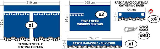 Lampa Truck Curtains Luxury Pro Cabin Blue Gold Set Lampa 8 Pieces L9603.9
