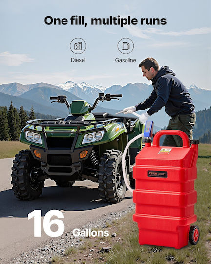 Vevor Fuel Caddy Portable Fuel Tank 16 Gallons Electric Transfer Pump 12v DC