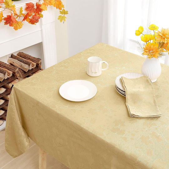 Tablecloth Stain Resistant Washable Waterproof Gold 140x200cm