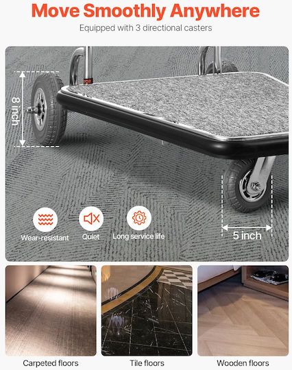 Vevor Transport Trolley for Weight Load up to 272kg Silver