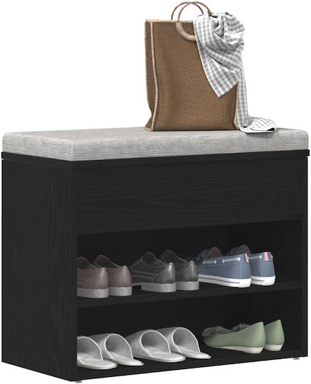 Entry Furniture with Shoe Rack & Bench Black Beech 60x30x45cm