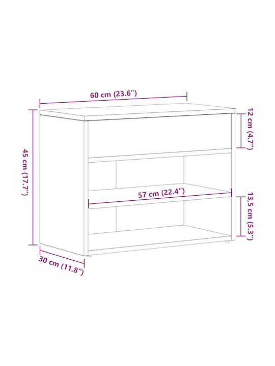 Entry Furniture with Shoe Rack & Bench Black Beech 60x30x45cm