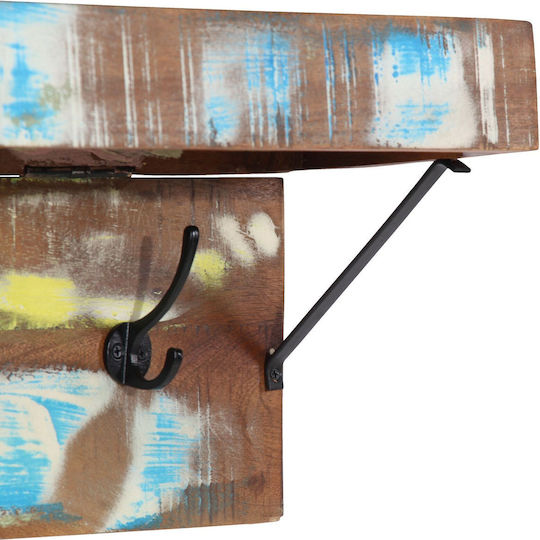 vidaXL Wooden Wall Hanger 10 Hooks Brown 73x19x23cm