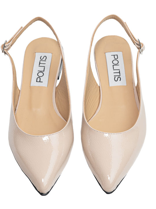 Anatomic Leather Pointy Slingback Ballerinas Beige