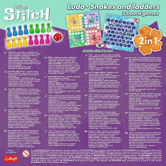 Board Game Stitch 2-in-1: Ludo / Snakes and Ladders for 2-4 Players 4+ Years Old (PL) Trefl