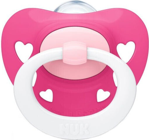 Nuk Signature Orthodontic Silicone Pacifier with Case Hearts - Pink Fuchsia for 6-18 Months