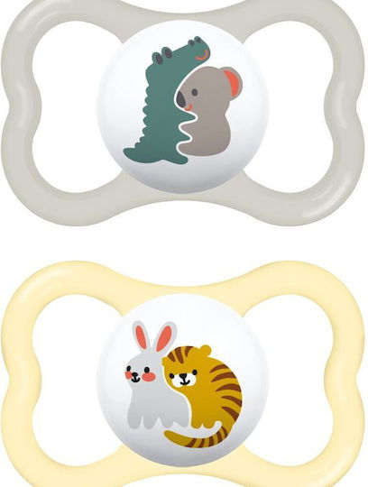 Mam Orthodontic Pacifiers Silicone Crocodile - Bunny - Grey / Yellow for 16+ months 2pcs