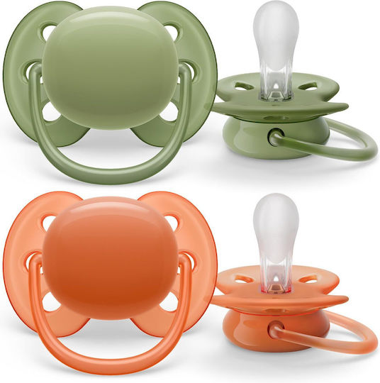 Philips Ultra Orthodontic Pacifiers Silicone Green / Red for 18+ months 2pcs