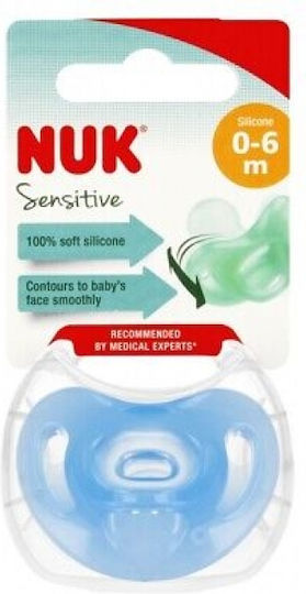 Nuk Ορθοδοντική Πιπίλα Σιλικόνης Sensitive για 0-6 μηνών με Θήκη Μπλε