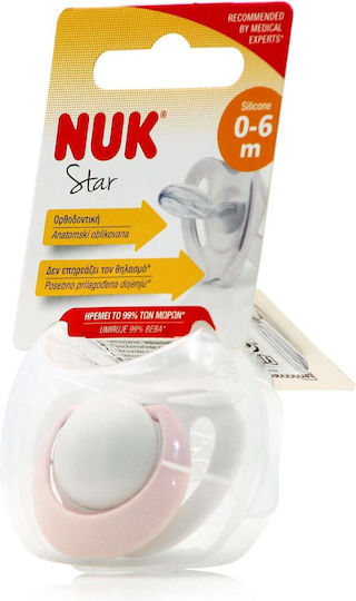 Nuk Genius Orthodontic Pacifier Silicone with Case White / Pink for 0-6 months