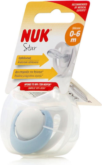 Nuk Genius Orthodontic Pacifier Silicone with Case White-Light Blue for 0-6 months
