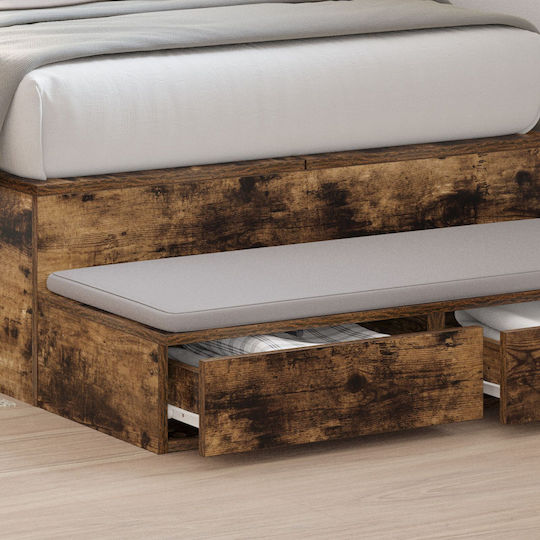 vidaXL Чекмедже За Легло Дървено Легло Бронзово 75x36.5x16.5см