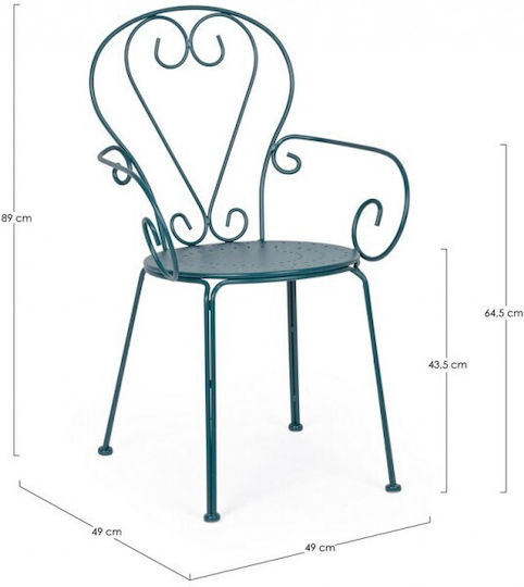 Schmiedeeiserner Stuhl Metallisch Etienne Petrol 49x49x89εκ.