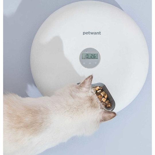PetWant F6 Automatic Bowl made of ABS Plastic Food & Water for Dog & Cat 180ml 32cm in White Color