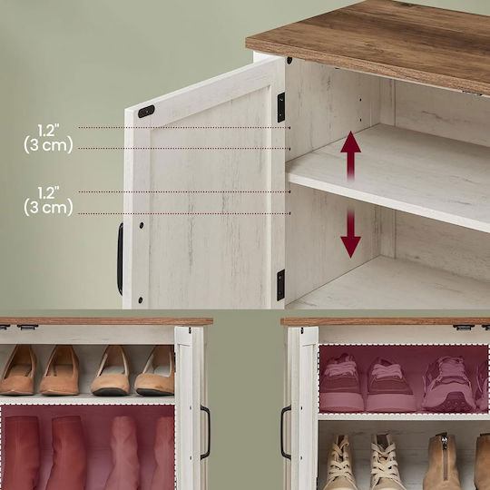 Wooden Shoe Organizer White 80x35x70cm
