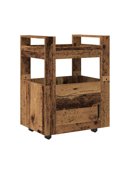 vidaXL Wooden Kitchen Trolley 3 Tiers Brown 60x45x80cm