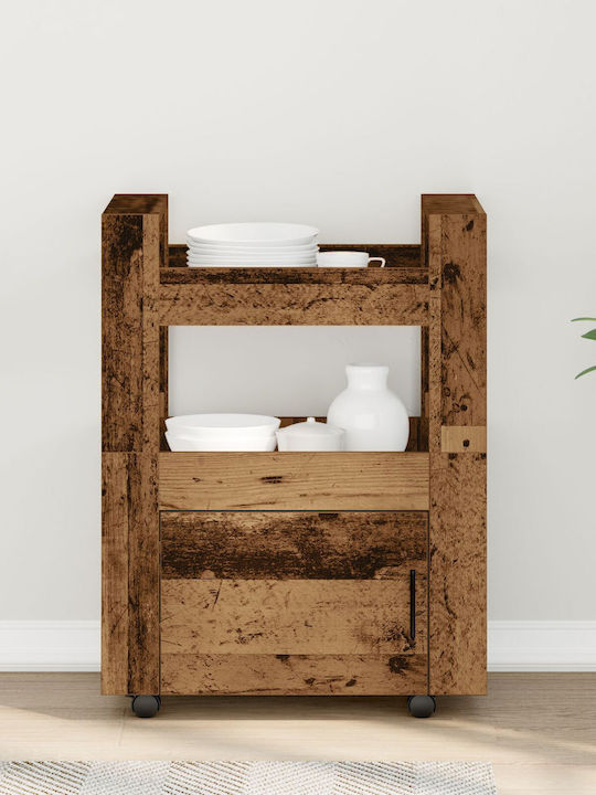 vidaXL Wooden Kitchen Trolley 3 Tiers Brown 60x45x80cm