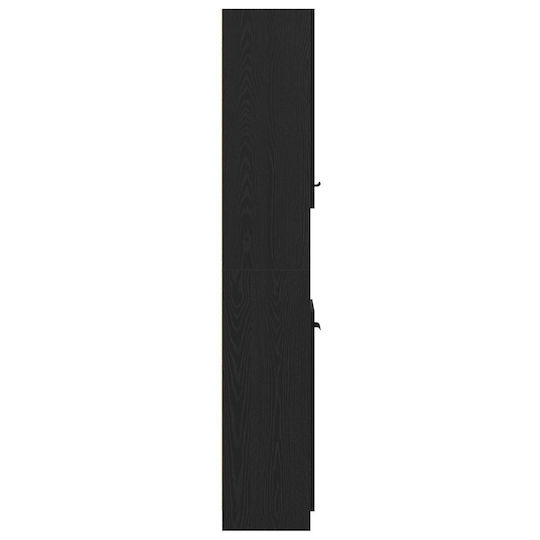 vidaXL Floor Bathroom Column Cabinet L32xD34xH188.5cm Black