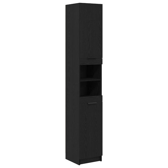 vidaXL Floor Bathroom Column Cabinet L32xD34xH188.5cm Black
